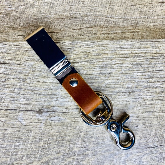 Hand Crafted Accessories Belt Clip Keychain With Trigger Snap Brown
